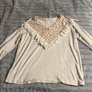 Three Bird Nest Leopard Print V-Neck Top